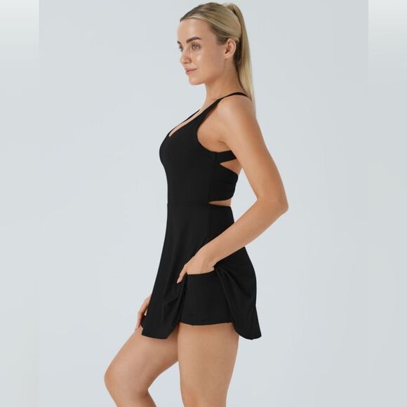 Halara Backless Twisted Active Dress black size MEDIUM - Picture 2 of 5